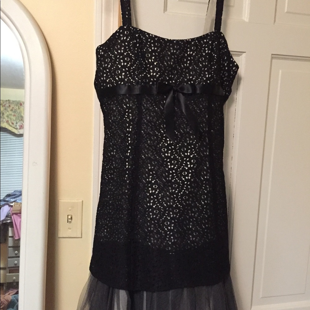 Black eyelet formal dress